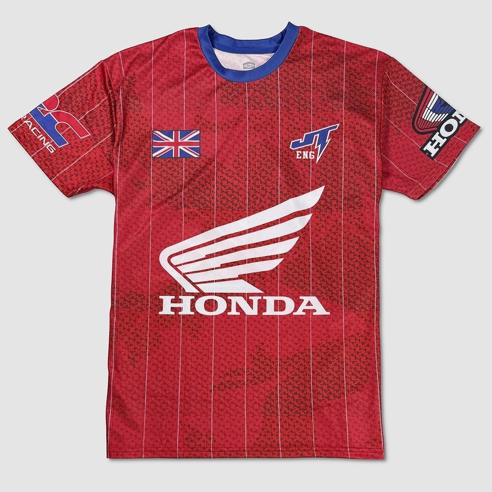 JT Racing Honda England Jersey / Shirt - NWT Mens Large Red / Multi - #49827-M4